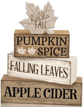 Moucuny 4 Pcs Neutral Fall Table Decor for Home Maple Leaf Wooden Blocks by Moucuny