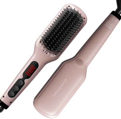 MEGAWISE Hair Straightener Brush, Ionic Ceramic Heated Brush by MEGAWISE