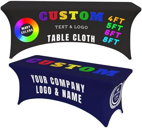 Custom Table Cloth with Business Logo Add Your Text Picture Name Logo Personalized Table Cloth Customized Tablecloths for Business Decor Birthday Party Wedding Decor - 6 FT by Custom