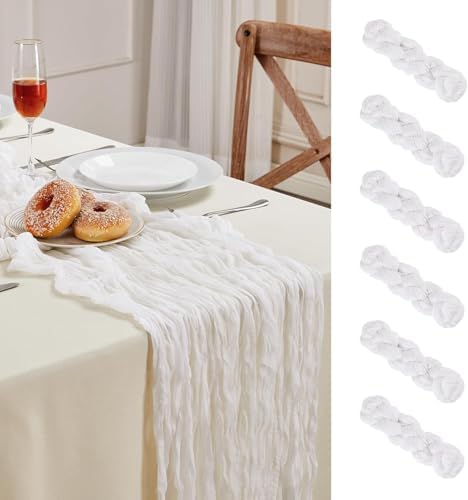 6 Pack White Cheesecloth Table Runner 35×120Inch Fall Boho Gauze Home Decor by AGIRL