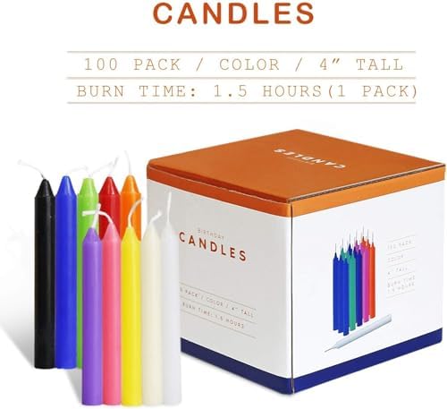 100 Pack 4 Inch Multicolor Taper Chime Candles - Image 3