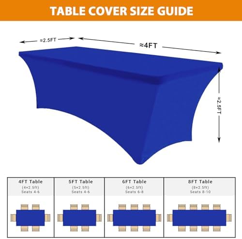 Eurmax USA 2-Pack Rectangular Fitted Spandex Table Covers 4ft Tablecloth Wedding Event Patio Table Decorations Stretch Table Cover for 4ft Folding Table (Blue) - Image 4