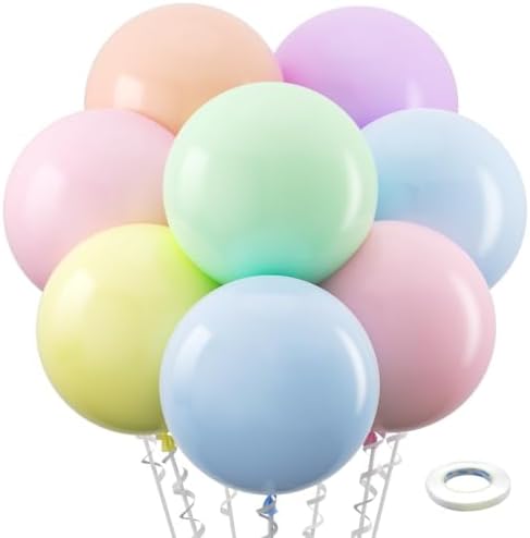 Bezente Pastel Latex Round Balloons Party Balloons 36 Inch 8 Pack by Bezente