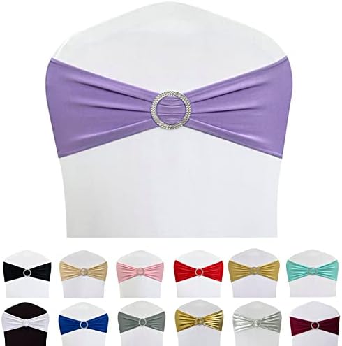 Spandex Chair Sashes Bands, Lavender, 100PCS by Maiangel