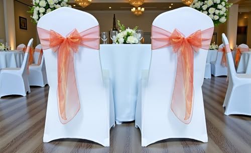 Pack of 200 Organza Chair Sashes for Wedding & Event Décor – Brunt Orange - Image 2