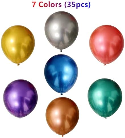 35 Pack Metallic Balloons 18 Inch Chrome Shiny Assorted Colors Latex Rainbow 7 Kinds Color Large Balloon for Birthday Wedding Bridal Baby Shower Supplies Party Decorations - Image 3