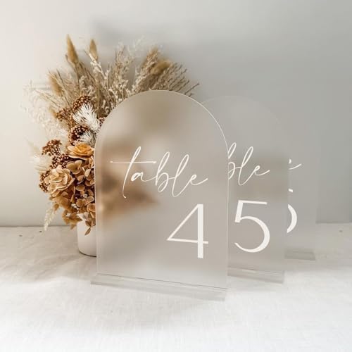 HOODO Frosted Arch Acrylic Table Numbers 1-20 with Stands, 5"x7" Acrylic Arch Signs and Holders, Frosted Table Numbers for Wedding Reception, Party, Anniversary, Event - Image 5