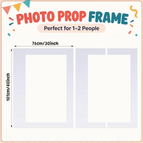 Beeveer 40 x 30 in Large Photo Booth Selfie Frame Props,White Horizontal - Image 2