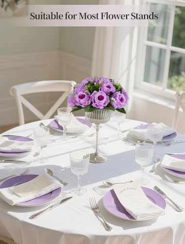 BLOSMON Flower Balls Wedding Rose Centerpieces: 10 Pcs Lilac Fake Flowers Lilac Kissing Balls Decor Lilac Artificial Floral Arrangements Flower Bouquet of Roses Home Party Table DIY Decorations - Image 6