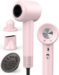 High Speed Ionic Professional Hair Blow Dryer,160000 RPM Powerful Fast Drying Travel Hairdryer Blowdryer with Magnetic Diffuser, Concentrator Nozzle & Wall Mount Bracket, 3 Speeds & 4 Temps, Pink by Sunhanny