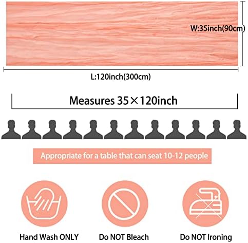 35x120 Inch Peach Coral Cheesecloth Table Runner Boho Wedding Party Decor - Image 2