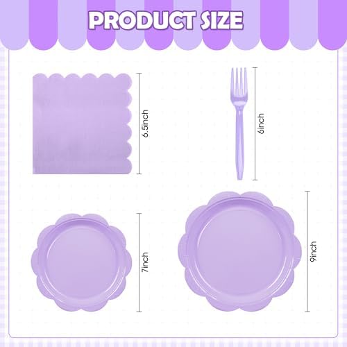 96 Pcs Lavender Paper Plates and Napkins Set Party Supplies for 24 Guest - Image 2