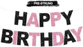 BEISHIDA Pre-Strung Black Pink Happy Birthday Banner Party Sign Decoration by Beishida