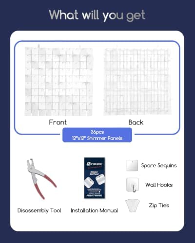 COKAOBE LiteGrid Series Shimmer Wall Backdrop - 36Pcs Mirror White - Image 2