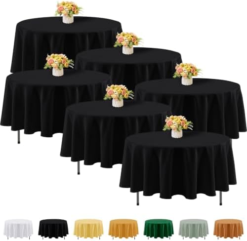 Fitable 6 Pack Black Round Tablecloths - 90 Inches in Diameter by Fitable