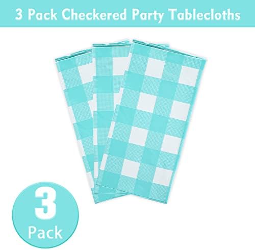 Kesfey Blue Gingham Tablecloth Picnic Party Checkered Table Cover 3 Packs - Image 5