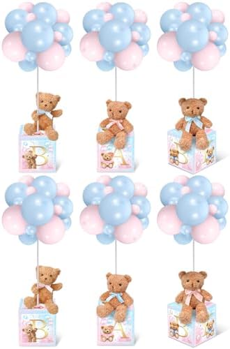 Lenwen 6 Sets Baby Letter Boxes Baby Shower Decor, Bear, Pink Blue by Lenwen