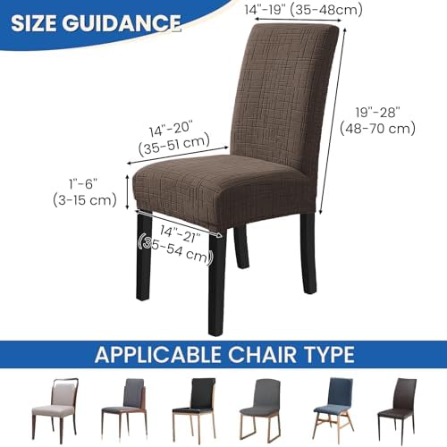 Super Stretch Chair Covers for Dining Chairs Set of 2, Light Brown - Image 3