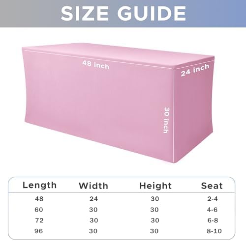 Rectangle Spandex Fitted Tablecloths For Vendor 2 Pcs 48X24 Inch Pink - Image 7