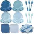 128Pcs Blue Paper Plates and Napkins Party Supplies for Birthday,Serves 32 by CENLBJ