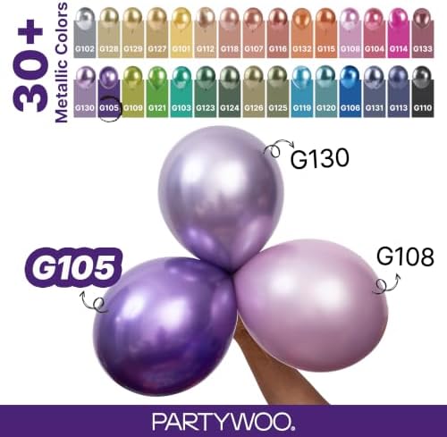PartyWoo Metallic Purple Balloons 50pcs Chrome Purple Color 12 Inch - Image 4