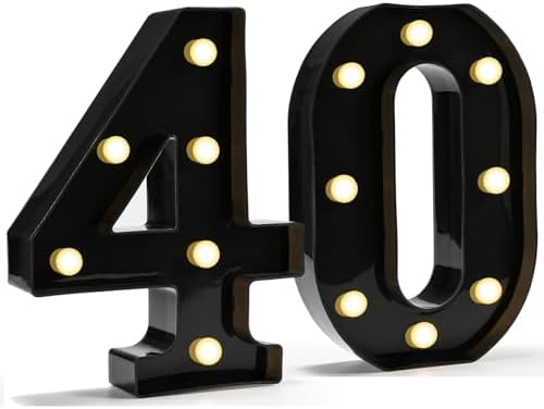 Pooqla Black Light Up Numbers, 40th Birthday Decorations for Men by Pooqla