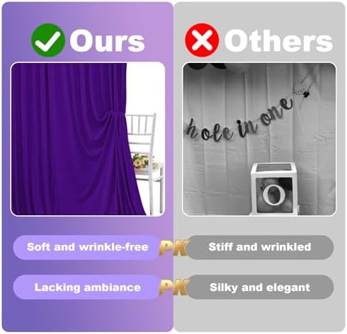 Purple Backdrop Curtain - 20x10FT Backdrop Curtains for Parties Wrinkle-Free Soft Polyester Wedding Decorations Photography Background Stain-Resistant for Halloween, Backdrop Stand, 4 Panels - Image 5