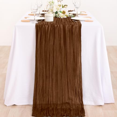 Fall Table Runner Brown Cheesecloth Table Runner Home Decor 10ft, 2 Pack - Image 6