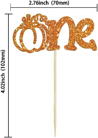 24Pcs Pumpkin One Cupcake Toppers Glitter First Birthday Pumpkin Cupcake Picks for Fall Theme Baby Shower Kids 1st Birthday Party Cake Decorations Supplies Orange - Image 2