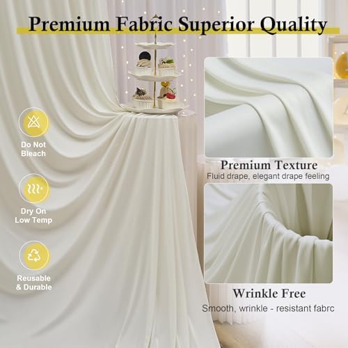 10ft x 15ft Ivory Backdrop Curtains for Wedding Parties, 2 Panels Extra Long Wrinkle Free Fabric Drapes Photo Backdrop for Baby Shower Birthday Stage Reception - Image 2