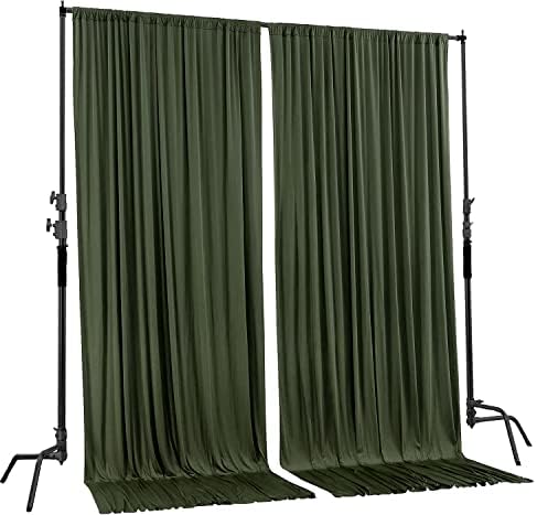 AK TRADING CO. 10 feet x 10 feet Olive IFR Polyester Backdrop Drapes Curtains Panels with Rod Pockets - Wedding Ceremony Party Home Window Decorations - Image 2