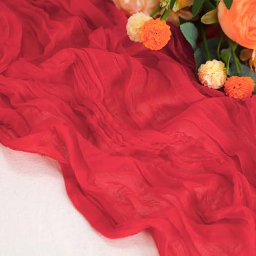 Snowkingdom Red Cheesecloth Table Runner 120 Inch Sheer Gauze Wedding Decor - Image 3
