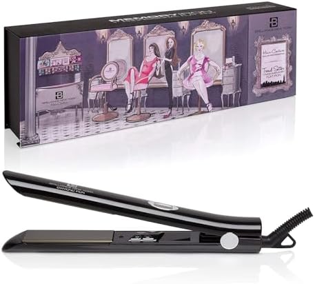Brilliance New York - 1 Inch Diamond Titanium Flat Iron - 2 in 1 Hair Straightener and Curler - Anti-Static, Frizz-Free Ionic Plates - Auto Shut-Off Dual Voltage Flat Iron w/LCD Display by BrillianceNewYork