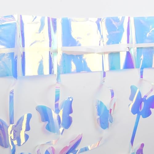 BRAVESHINE Iridescent Hanging Butterfly Foil Fringe Curtain - 2 Pack 3.2x6.6ft Holographic Party Streamers Backdrop for Bridal Shower/Mermaid/Fairy/Butterfly Birthdays Decorations - Image 3