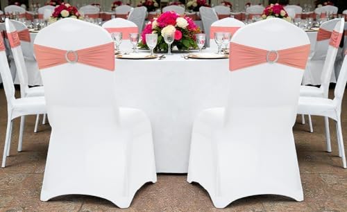 Pack of 200 Spandex Chair Sashes for Wedding Party & Event – Coral Peach - Image 6