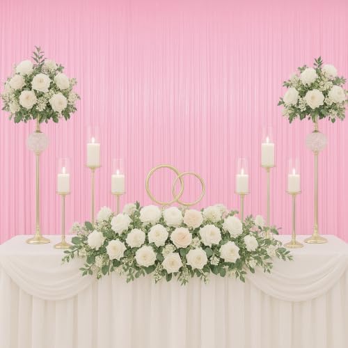 Voircoloria Pastel Pink Foil Fringe Backdrop Curtains, 3.3x8.2ft, 3 Pack - Image 7