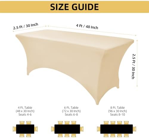 2-Pack 4ft Spandex Table Covers for Rectangular Folding Tables - Wrinkle Resistant Stretch Tight Table Cloths - Ultimate Fitted Table Protector for Parties, Banquet, and Wedding - Image 4