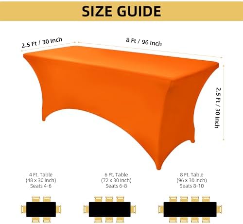 2-Pack 8ft Spandex Table Covers for Rectangle Folding Tables - Washable Elastic Tablecloth - Ultimate Fitted Table Protector for Birthday Parties, Trade Shows, Banquet - Image 4