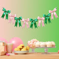 2 Strings of 16PCS Pink&Green Bow Garlands Banner Wicked Party Decoration,Pre-Strung Satin Ribbon Ornaments for Birthday,Bachelorette Party,Wedding,Engagement,Baby Shower,Graduation Decor,Anniversary by Unknown