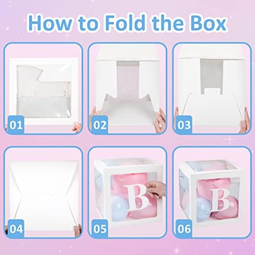 Voircoloria Baby Boxes with Letters for Baby Shower, Gender Reveal Decorations with Blue and Pink Balloons for Gender Reveal Birthday Wedding Baby Shower Decorations - Image 7