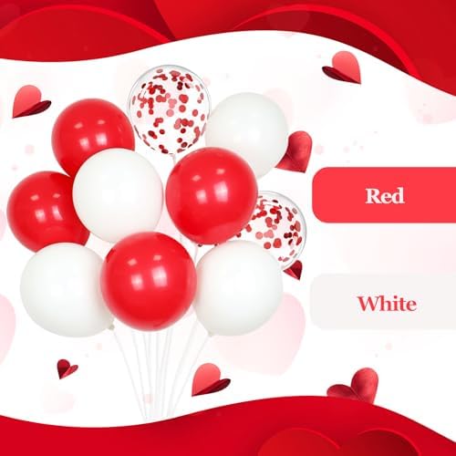 60pcs 12inch Red and White Balloons with Confetti Balloons - Image 4