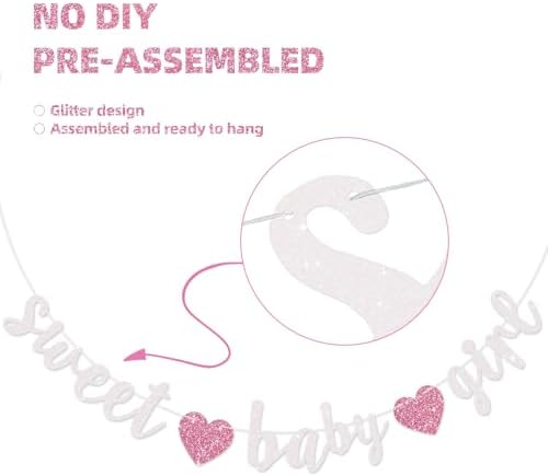 BEISHIDA Pre-Strung Glitter White Pink Girl Baby Banner Baby Shower Decor - Image 2