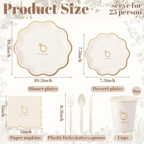 175 Pcs Engagement Party Supply Bridal Tableware Set, Classic - Image 2