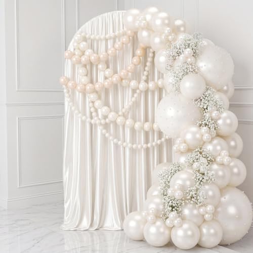 Gejoy 192 Pcs Wedding Giant Pearl Backdrop White Balloon Arch Kit 3 Sizes by Gejoy