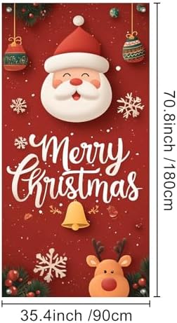 BlissYard Door Cover Reindeer Santa 35x71 Inch Polyester - Image 4