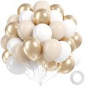 60pcs 12inch Gold and White Balloons with Sand White Confetti Balloons by Awenztech