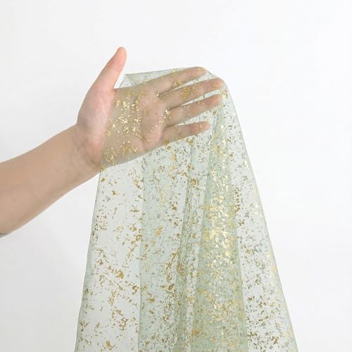 Artoid Mode Sage Green Gold Gauze Table Runner 59x120 Inch 10FT, Glitter Metallic Foil Sheer Dining Wedding Anniversary Holiday Birthday Table Decor for Home Party - Image 6