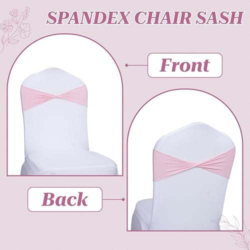 MDS Pack of 100 Spandex Chair Sashes Without Slider Buckles – Blush Pink - Image 4