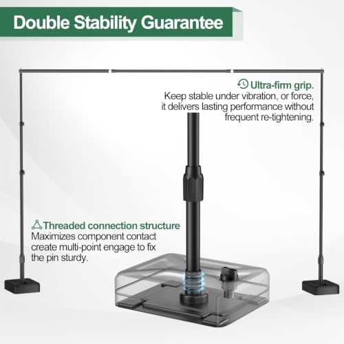 EMART 10x7ft Adjustable Backdrop Stand with Heavy Duty Water Tank Base - Image 4