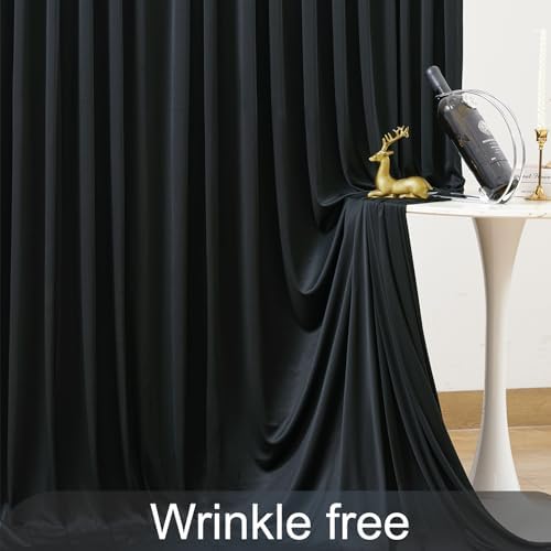 10 Panels Black Backdrop Curtain for Parties Wrinkle Free Black Photo Curtains Backdrop Drapes Fabric Decoration for Birthday Party Wedding 50ft(W) x 10ft(H) - Image 6